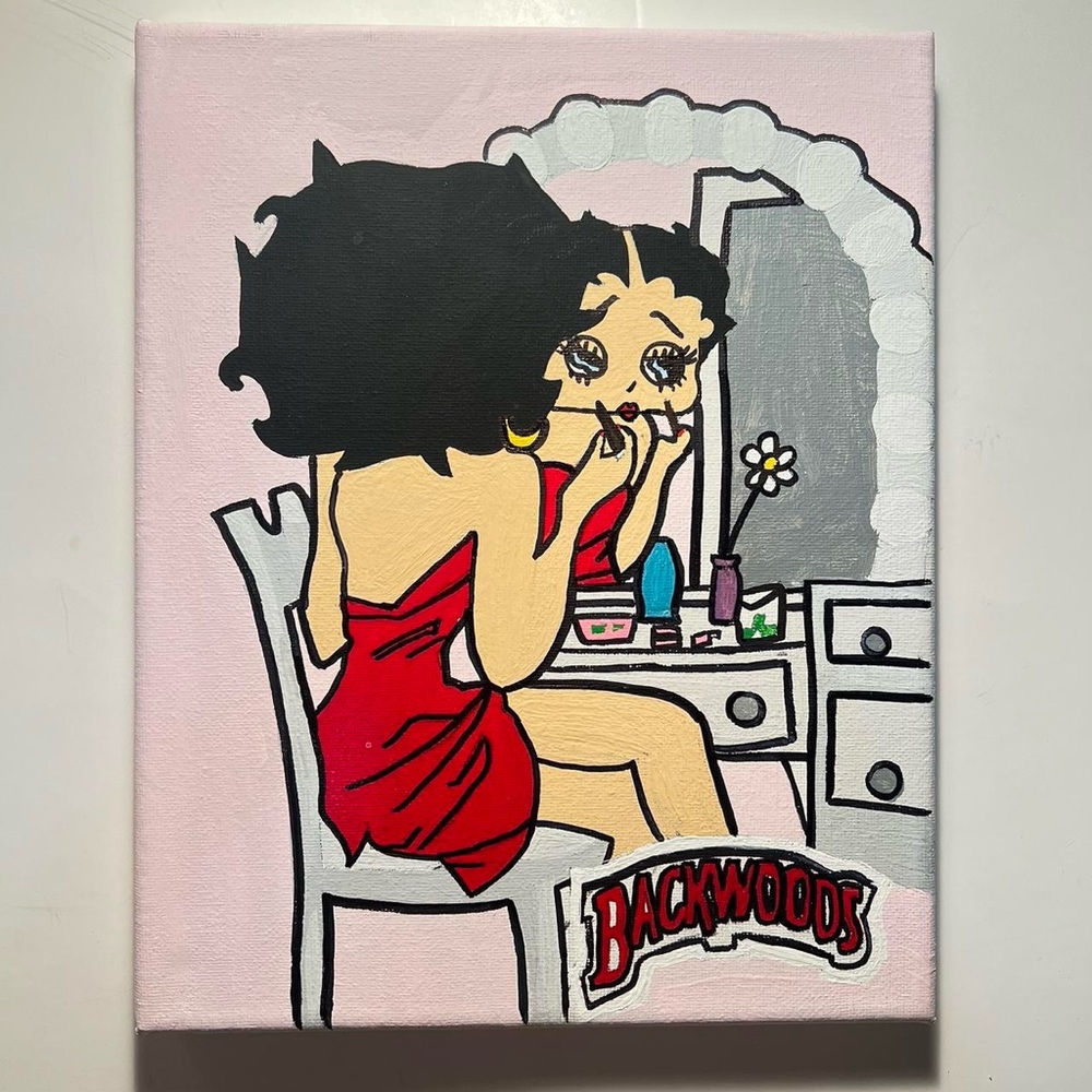 Betty Boop in dressing room 🍃  painting 8x10 frame 
h!gh,sm0king
